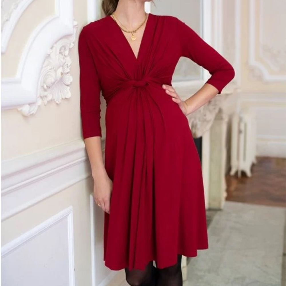 Seraphine Maternity Claret Red Knot Front Maternity Dress size 4